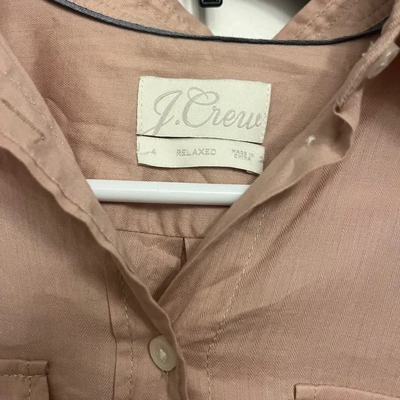 Women's J.Crew Relaxed Tan Button Up Shirt- Size Small- Pre-owned - Picture 2 of 4
